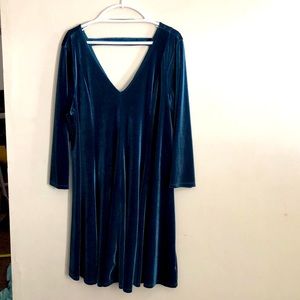 Torrid Blue Velvet long sleeve dress
